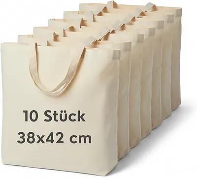 Produktbild von Cloud Pillow Set 10 Baumwolltaschen 38 x 42 cm, 100% Baumwolle, unbedruckt, lange Henkel,  Standard 100