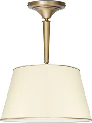 Produktbild von Messing Pendelleuchte elegant Stoffschirm Goldpatina 43cm O35cm E27 60W Esstisch Küche Wohnzimmer handgefertigt