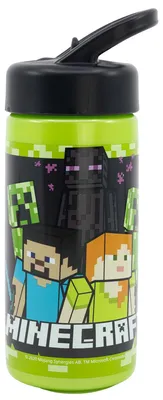 Trinkflasche 410 ml Minecraft mit Strohhalm