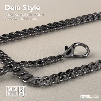 Produktbild von EAZY CASE Metall Handykette für Xiaomi Mi 9 SE, Handyhülle mit Umhängeband, Silikonhülle, Metallkette für Smartphone in Grau