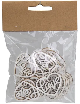 Produktbild von Holz Streudeko Herzen "Love" 24 Stck. - Ø 3 cm | 08272 Hochzeit Tischdekoration
