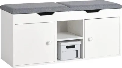Productafbeelding van Famanu schoenenbank met kussen en opbergruimte - Een ideale opbergoplossing voor de hal, gang, woonkamer of slaapkamer