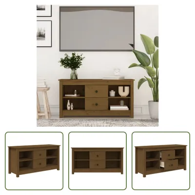 Produktbild von The Living Store TV-Schrank Honigbraun 103x36,5x52 cm Massivholz Kiefer