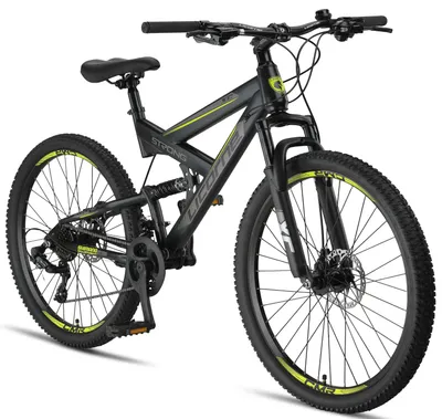 Produktbild von Licorne Bike Strong 2D Premium Mountainbike Shimano,Farbe:Schwarz/Lime;Zoll:27.5