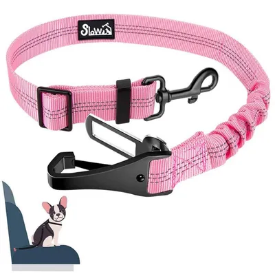 Produktbild von Hunde Sicherheitsgurt für Auto, verstellbar, elastisch, 3-in-1, reflektierend, 70cm, Rosa