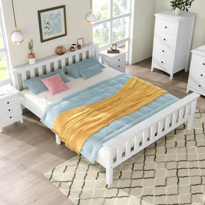 Immagine prodotto di Letto matrimoniale – 140 x 200 cm – Struttura in legno massello – Include rete a doghe e spazio contenitivo