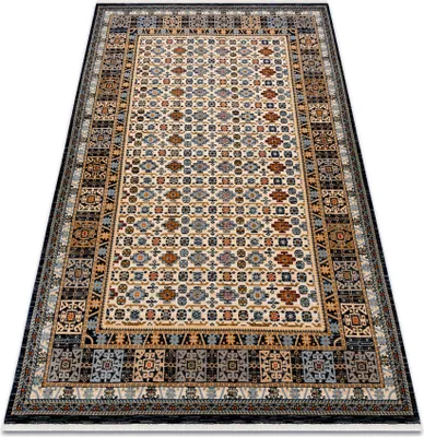 Produktbild von Teppich Wolle KESHAN Franse, Rahmen orientalisch 6428/53551 beige / dunkelblau Mehrfarben 300x380 cm
