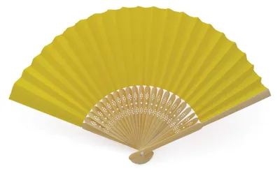 50 gelbe Papierfächer mit Bambusgriff für Feste