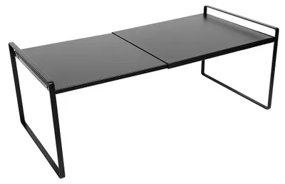 Image de Rangement de cuisine - Étagère réglable pour placard - Extensible et modulable - Acier - 1 niveau - Étagère à épices pour placard - Noir