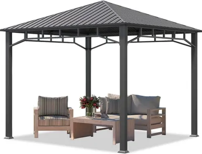 Produktbild von Gartenpavillon 3x3 m Stahldach Hardtop, ohne Seitenteile, Pfosten 9x9 cm