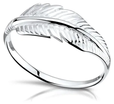 Produktbild von MATERIA Feder Ringe Damen Silber 925 - Silberring Natur Blatt Federn filigran Gr. 51 54 57 59 in Ring-Box