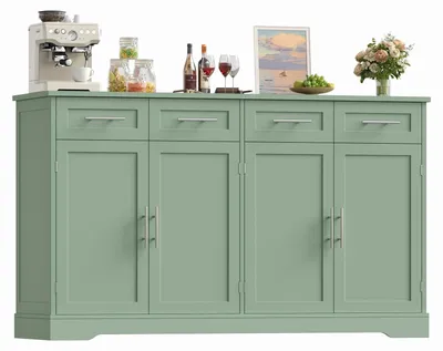Immagine prodotto di Credenza - Buffet da cucina - 150 cm - Bianco - Con piano di lavoro e 4 cassetti