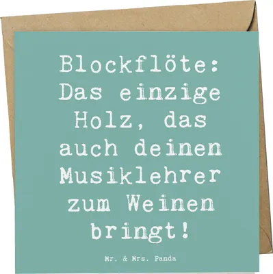 Produktbild von Mr. & Mrs. Panda Grußkarte Spruch Blockflöte Humor - Meeresbrise - Geschenk, Bassblockflöte, Instrument, Musikschule, faltkarte, Glückwunschkarte, Sopranblockflöte, Musik