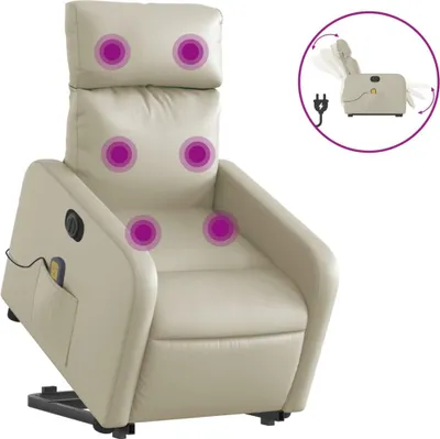 Produktbild von vidaXL Massagesessel mit Aufstehhilfe Elektrisch Creme Kunstleder