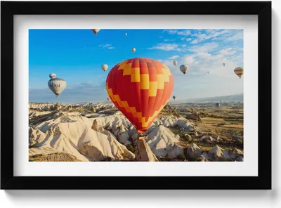 Produktbild von Fliegende Ballons– Wandbild mit Rahmen – Gerahmtes Bild  – Wanddekoration – 30x20 cm –  Schwarz Rahmen