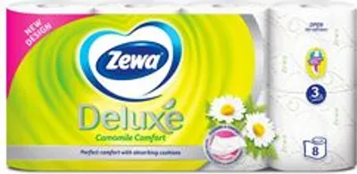 Produktbild von Toilettenpapier Deluxe, Kamille, 3-lagig, 8 Rollen, ZEWA 40865/3070