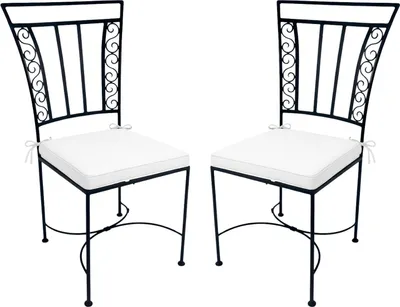 Immagine prodotto di Set di 2 sedie da giardino in stile mediterraneo, modello Ronda, realizzate in ferro battuto nero, altezza 90 cm