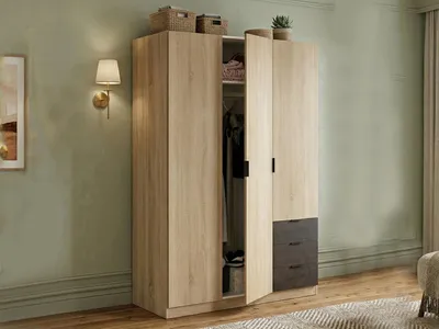Immagine prodotto di Dmora Guardaroba 3 Ante Apaches 52x121 cm Marrone Rovere, Appendiabiti 3 Ante