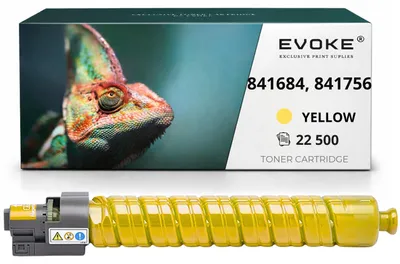 Obrázok produktu pre Evoke tonériové kazety kompatibilné s tlačiarňami Ricoh MPC-5502, 4502, modely 841684, 841756, žlté, výtlačnosť 22 500 strán, kompatibilné s modelmi MP C5502 a MP C4502