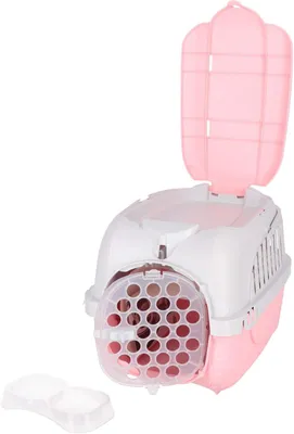 Productafbeelding van Transportbox Hond Kat - Reismand Dier - Veilig Vervoer - Dubbele Lade - 52 x 33 x 34 cm - Roze