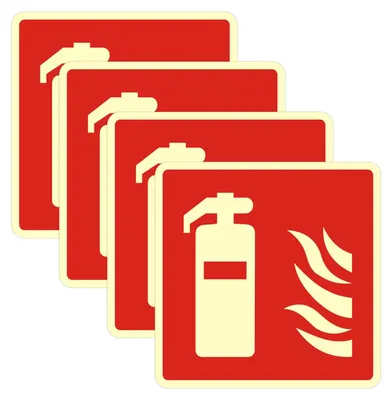 Image de Autocollants pour extincteur, lot de 4, 15 x 15 cm, adhésifs