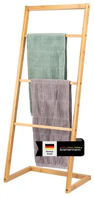 Produktbild von Handtuchhalter Handtuchständer Handtuchleiter - Bambus - 98 cm - Mit 4 Stangen - Freistehend - Natur