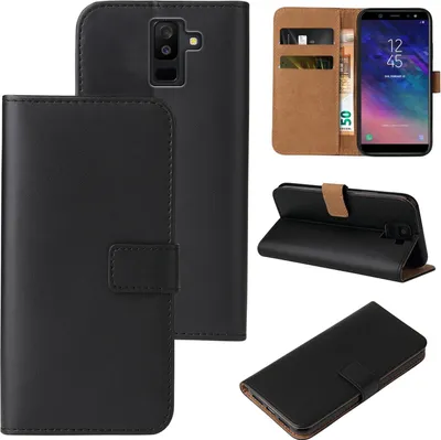 Produktbild von Handy Hülle für Samsung Galaxy A6+ (2018) Klapphülle Bookcase Flip Cover Handy Tasche Etui  Farbe: Schwarz