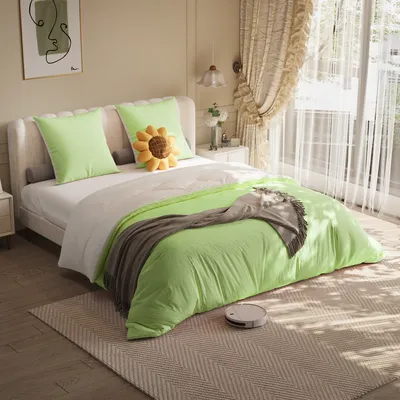 Produktbild von CDGlobal 4Stück Deluxe-Bettwäsche-Set aus Mikrofaser, 140 x 200 cm, Baumwolle Kariert Muster Aesthetic Design für Sommer bis Winter