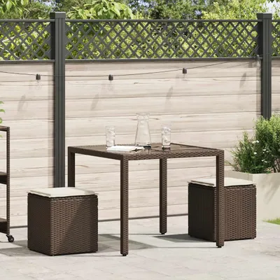Obrázek produktu pro vidaXL Zahradní stolička s polštářem 2 ks hnědá 40x40x43 cm poly ratan
