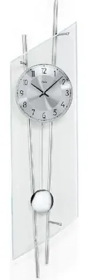 Image de AMS 5200 Horloge murale radiofréquence avec pendule argenté moderne Horloge à pendule avec verre