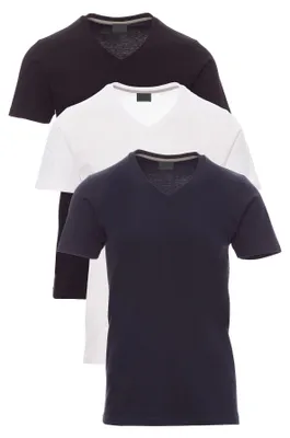 Produktbild von Mivaro Herren T-Shirt 3er Pack V-Ausschnitt Schwarz/Weiß/Dunkelblau- V-Neck Shirt aus 100% Baumwolle, Regular Fit, Basic Kurzarm, bis 5XL