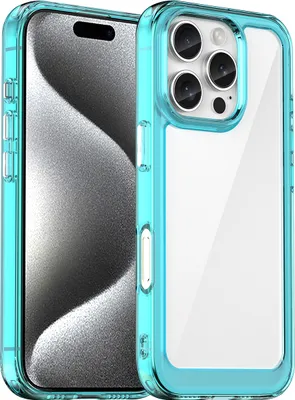 Obrázek produktu pro Pouzdro pro iPhone 16 Pro průhledné, nárazuvzdorné TPU silikonové ochranné pouzdro nebesky modré