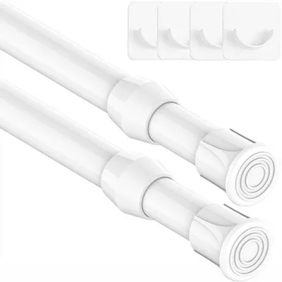Obrázok produktu pre Teleskopické tyče na záclony – bez vŕtania – 2 ks – biele – 18 cm