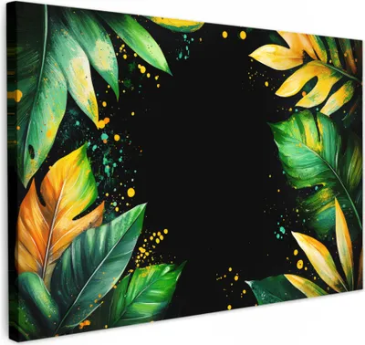 Produktbild von Leinwand Bilder 120x80 cm - Graffiti - Blätter, Wandbilder, Wanddeko Wohnzimmer, Bild