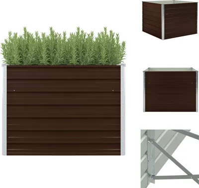 Zdjęcie produktu dla vidaXL Podwyższony kwietnik brązowy 100 x 100 x 77 cm Stal ocynkowana - Donice i doniczki