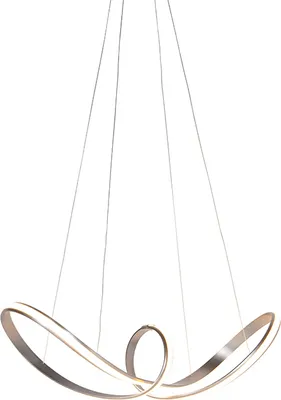 Produktbild von Qazqa Esstisch led Modern Pendelleuchte, Pendellampe - Viola Due - Silber Farbe, dimmbar, 91cm, Ideal als Esszimmerlampe, Bürolampe und Wohnzimmerlampe