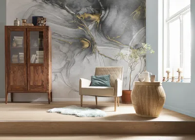 Produktbild von Digitaldruck Vlies Fototapete - Ink Gold Flow - Größe 350 x 250 cm