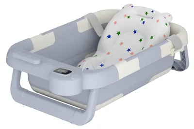 Immagine prodotto di Vaschetta pieghevole per bambini - Cuscino antiscivolo per il bagno - Portatile - Senza BPA - Uso sicuro - Design ergonomico - Vaschetta per neonati