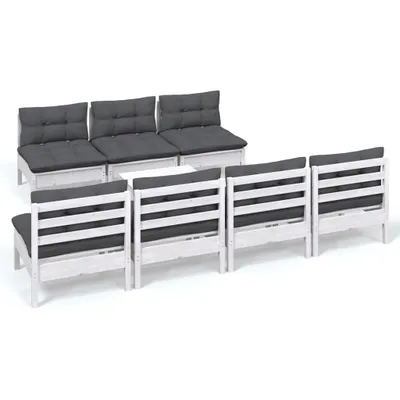 Produktbild von 8-tlg. Garten-Lounge-Set mit Anthrazit Kissen Kiefernholz