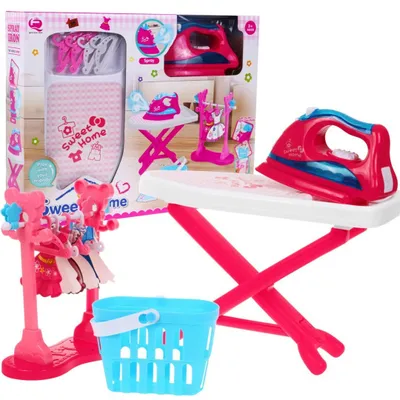 Immagine prodotto di Set da stiro interattivo per bambini dai 3 anni Ferro da stiro a vapore + asse pieghevole + accessori 16 pezzi.