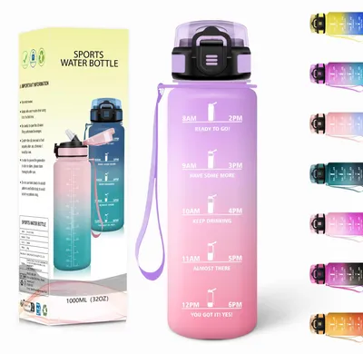 Produktbild von Trinkflasche 1L BPA-frei mit Strohhalm, Auslaufsicher, Motswedi,