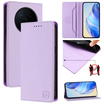 Produktbild von Lederhülle für Honor Magic8 Hülle Flip Brieftasche Kartenfächern Ständer Schutzhülle Violett