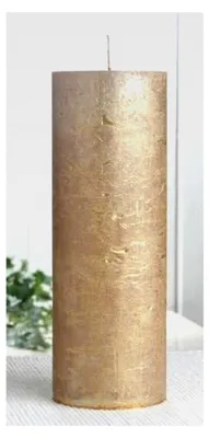 Produktbild von Rustikale Stumpenkerze, 20 x 7 cm Ø, Gold-metallic