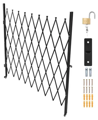Produktbild von SucceBuy Abschließbares klappbares Sicherheitstor mit 360°-Lenkrollen, einziehbares Stahltor für Eingangssicherheit in Garage, Lager oder Außenbereich, Falttor 2200 x 2205 mm (B x H) Schwarz