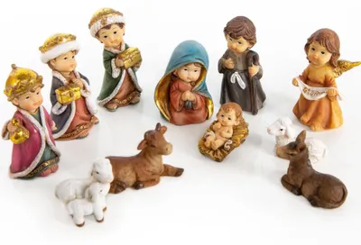 Produktbild von Krippe 11-TLG. Krippenfiguren Kinderkrippe Weihnachten 7 cm