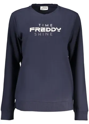 Produktbild von Blaues Damen Langarmshirt mit Druck und Applikationen – Rundhals
