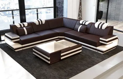 Produktbild von Ecksofa Ragusa Ledersofa mit Beleuchtung Echtleder