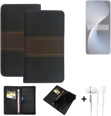 Produktbild von K-S-Trade Handyhülle + Kopfhörer kompatibel mit Meizu 21 Note Schutzhülle Walletcase Bookstyle Tasche Schutz Case Hülle Wallet Cover Kunstleder