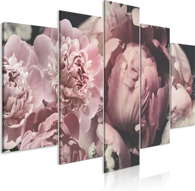 Produktbild von Leinwandbilder Blumen 200x100 cm Vlies Leinwandbild 5 tlg Kunstdruck modern Wandbilder XXL Wanddekoration Design Wand Bild - Päonie Natur Pflanznemotiv b-C-0630-b-m