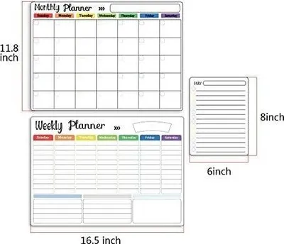 Image de Calendrier effaçable à sec - Calendrier magnétique pour réfrigérateur - 1 pièce - Blanc